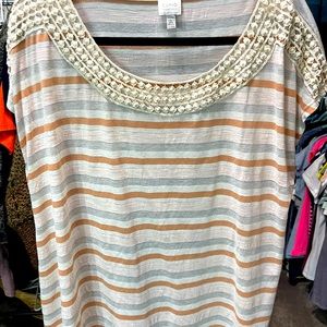 Striped Sprakle Top Lace Trim.